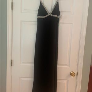 Dave & Johnny Black Backless Dress with Silver Accents
